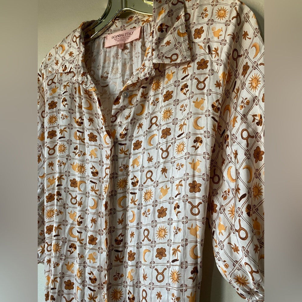 Scandal italy chiara silky shirt dress s/m/l